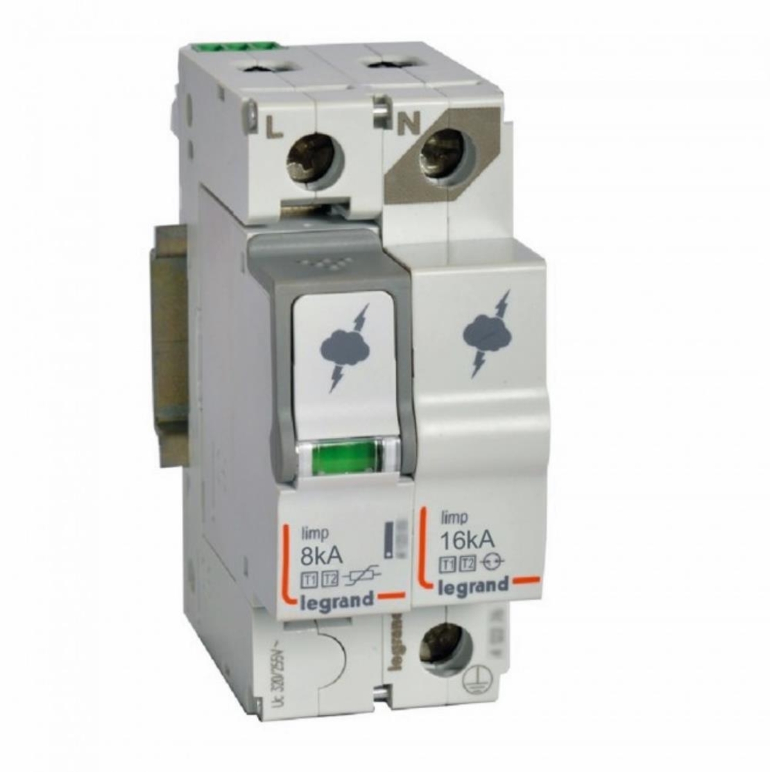 Катоден отводител SPD T1+T2, 320 V~ 8kA, 1P+N десен, Legrand