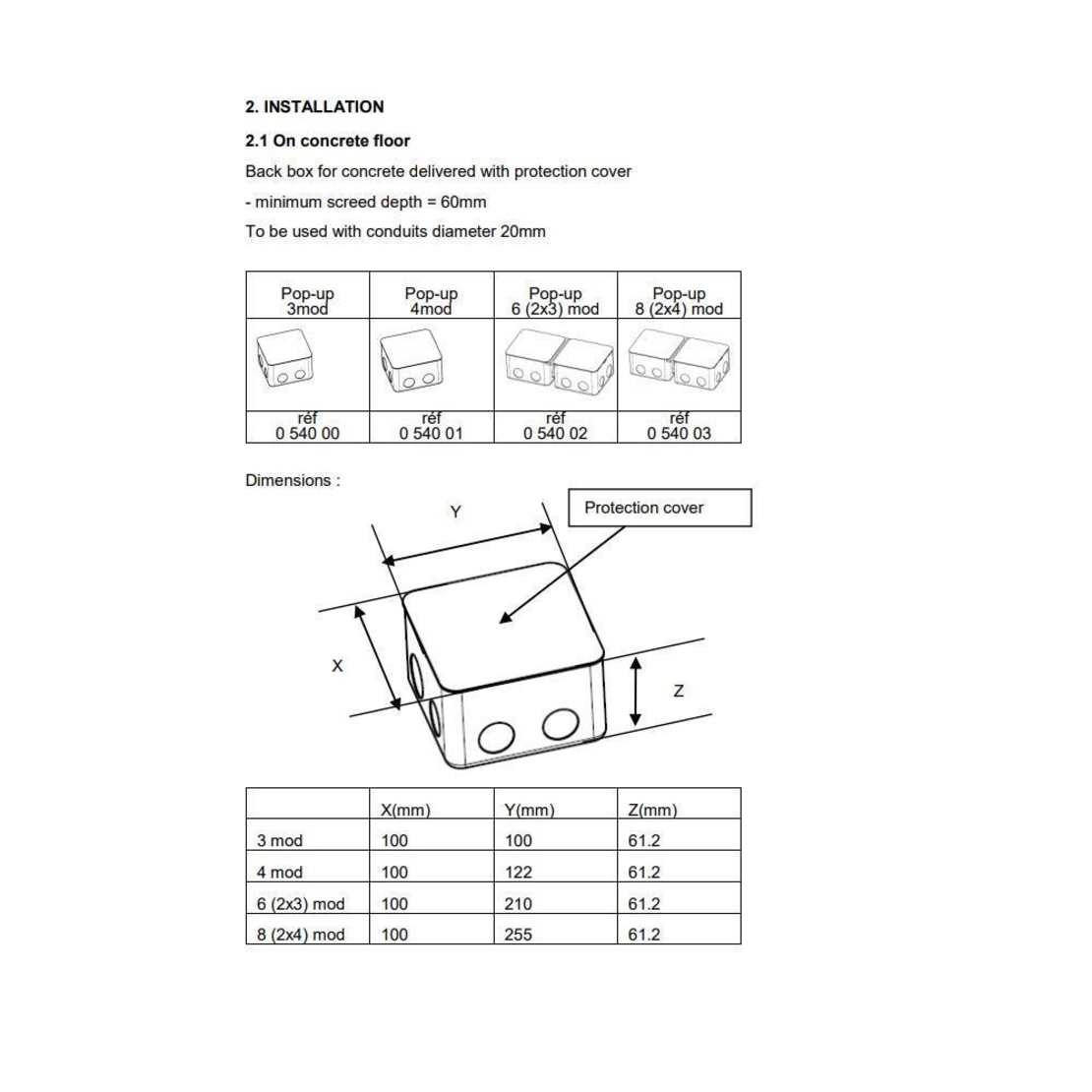 Legrand Конзола за бетон за 6М 2 х 3М POP UP