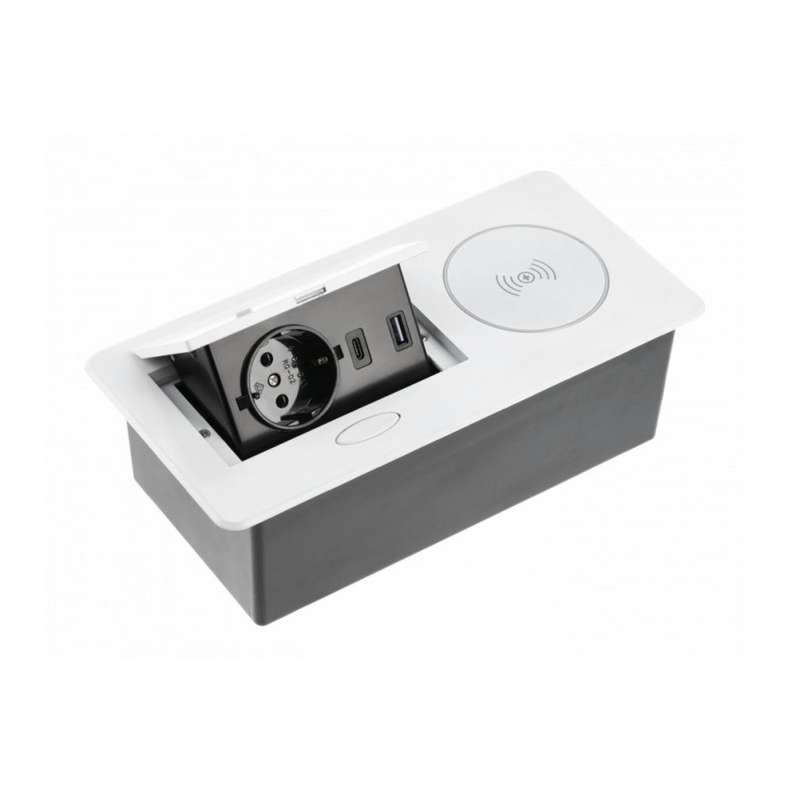 AVARO PLUS Pop-up контакт за вгражд., 1x Schuko, USB, кабел 1,5 м, бял GTV