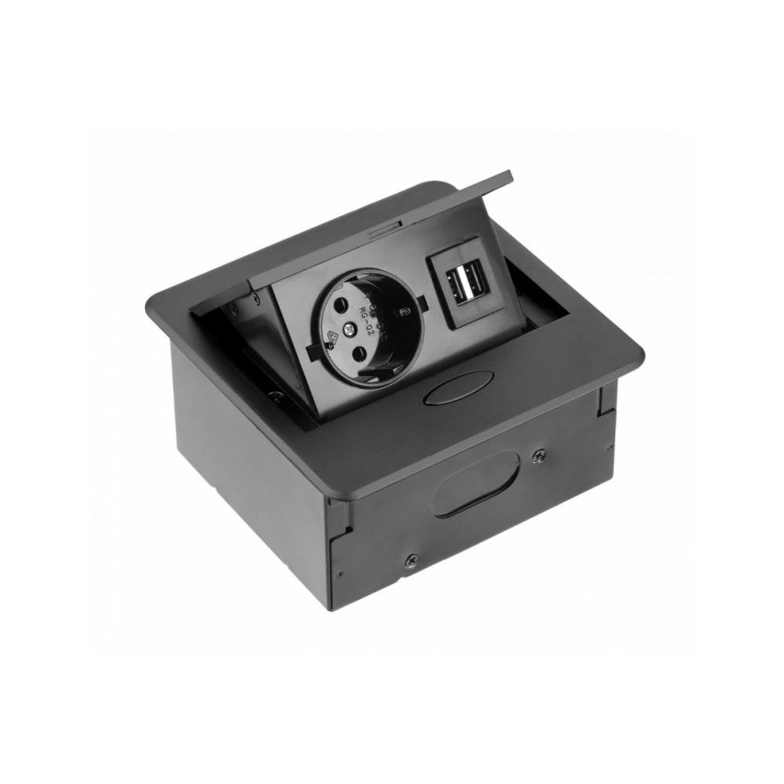 AVARO Pop-up контакт за вгражд., 1x Schuko, 2x USB A, кабел 1,5 м, черен GTV