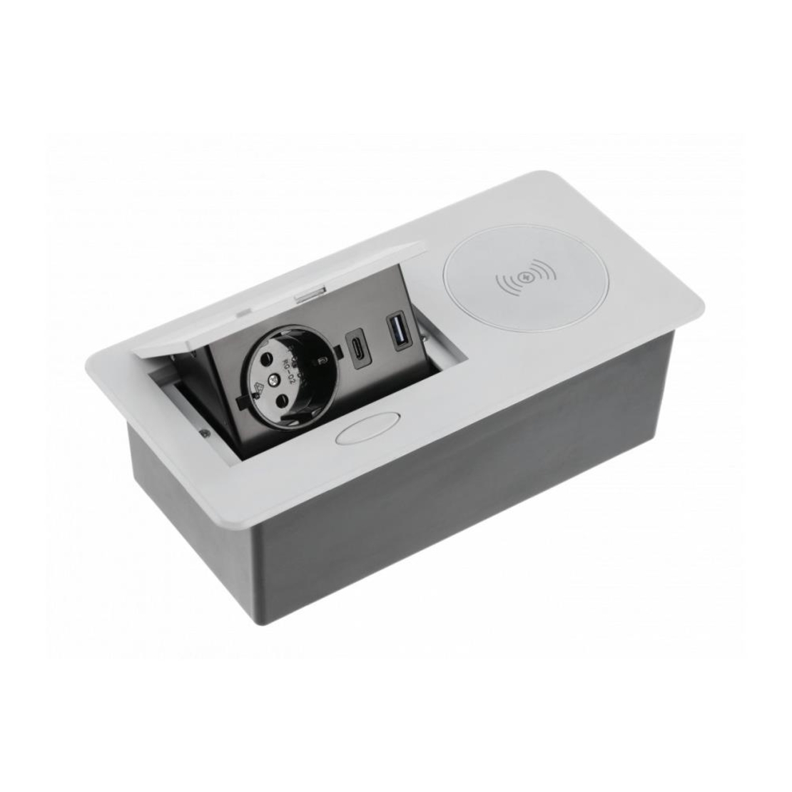 AVARO PLUS Pop-up контакт за вгражд., 1x Schuko, USB, кабел 1,5 м, сребрист GTV