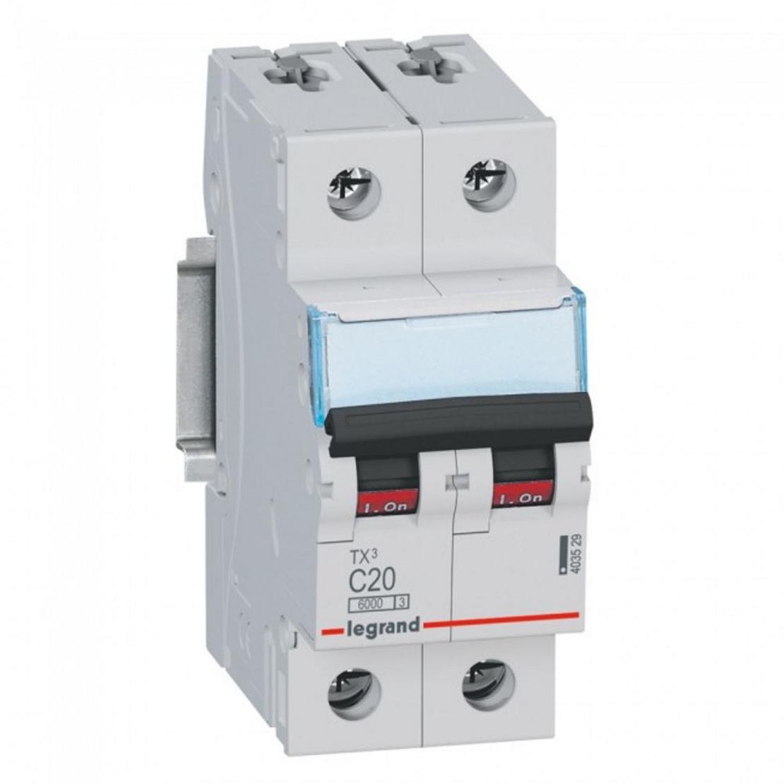 Автоматичен прекъсвач TX³ MCB 2P 20A крива C 6kA, Legrand