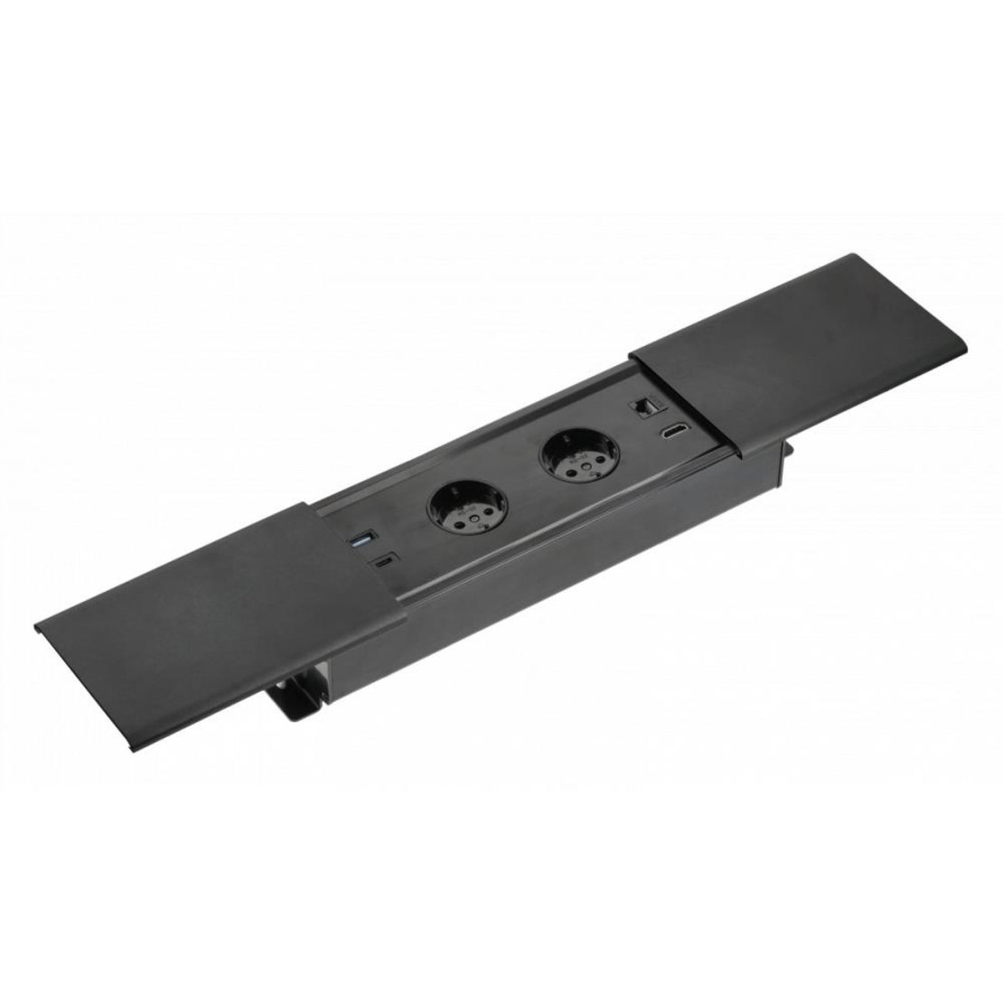 PRESTINO контакт за вгражд., 2x Schuko, USB, RJ45, HDMI, кабел 1,5 м, черен GTV