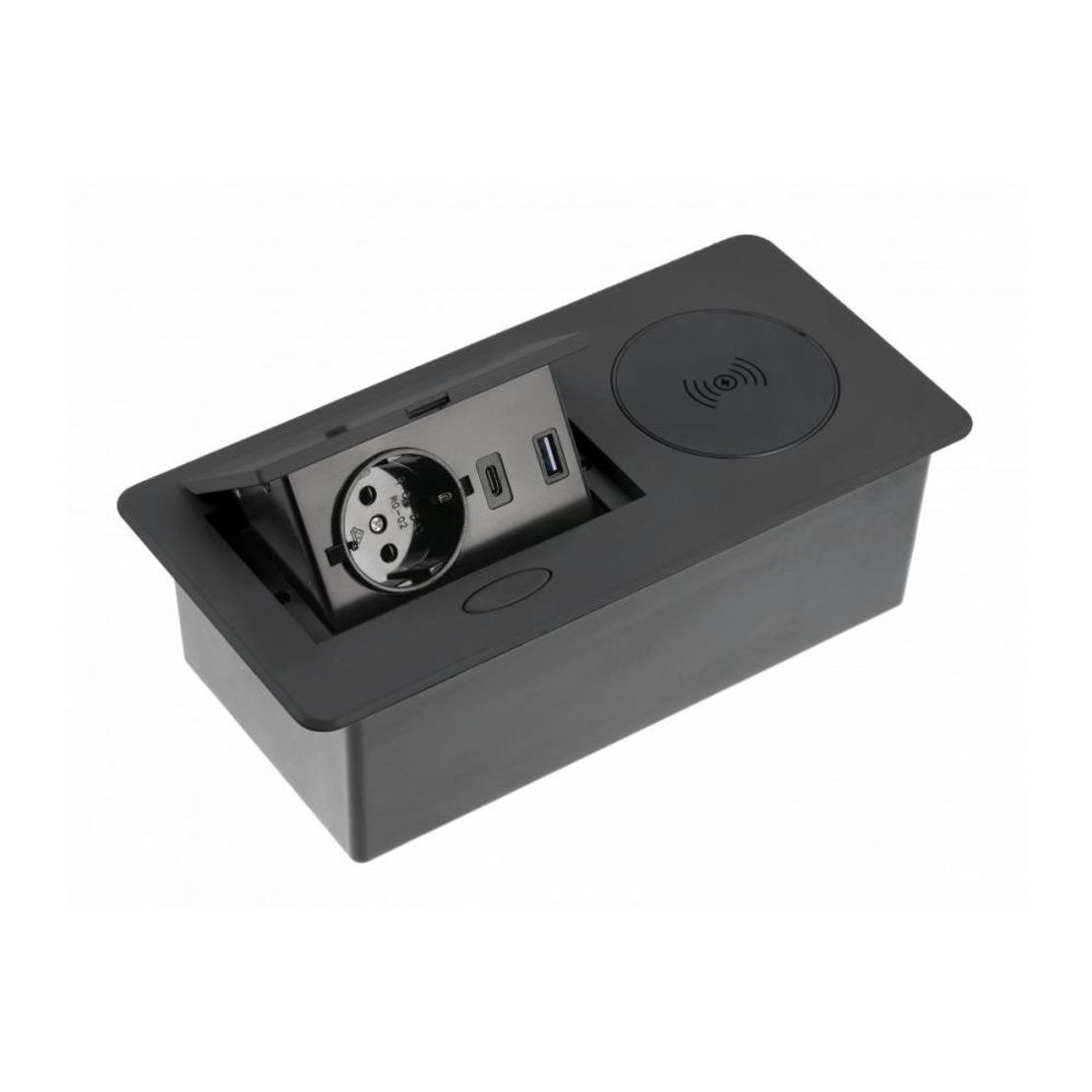 AVARO PLUS Pop-up контакт за вгражд., 1x Schuko, USB, кабел 1,5 м, черен GTV