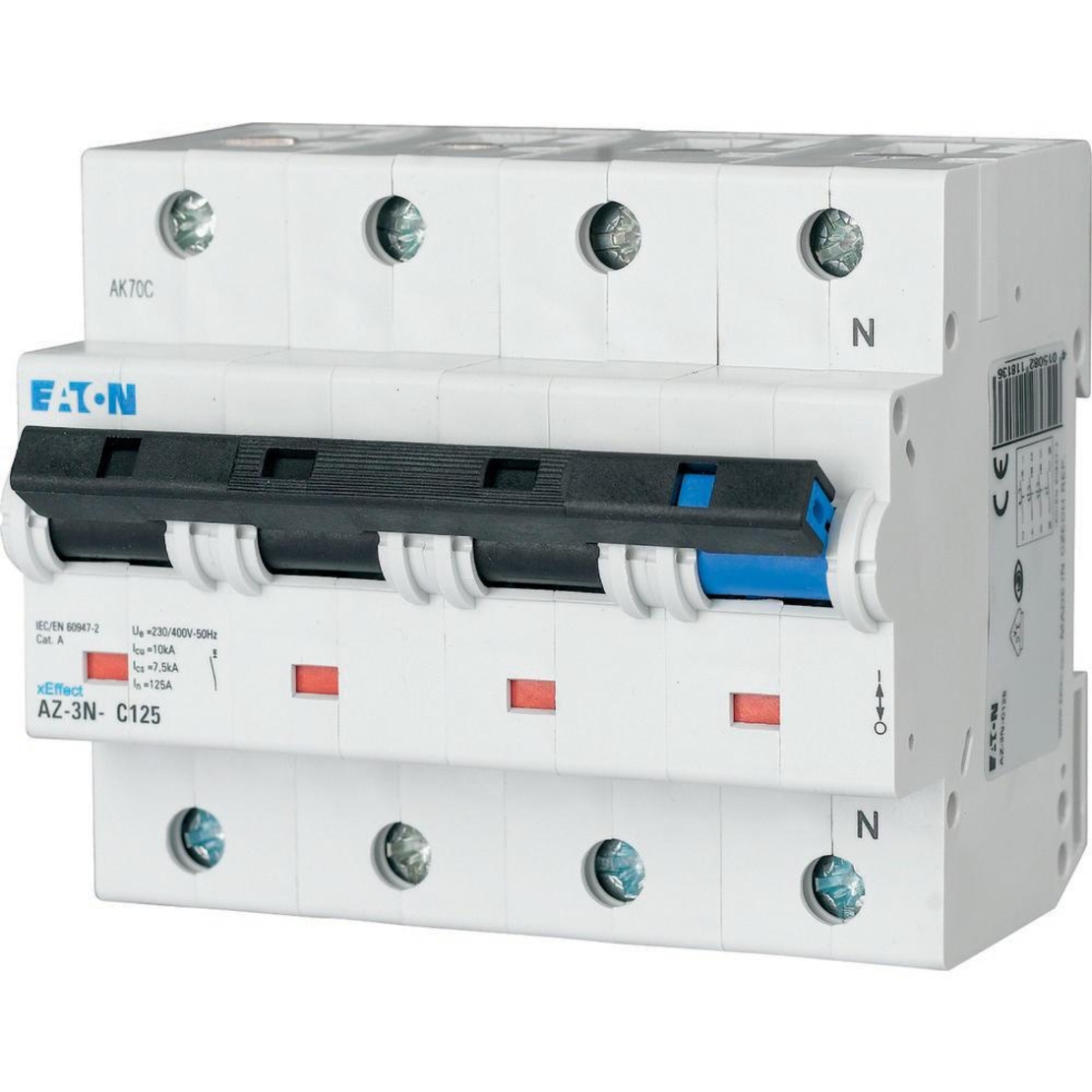 AZ-3N-C100 - Автоматичен прекъсвач MCB 3P+N 100A крива C 20kA, 6 мод., Eaton
