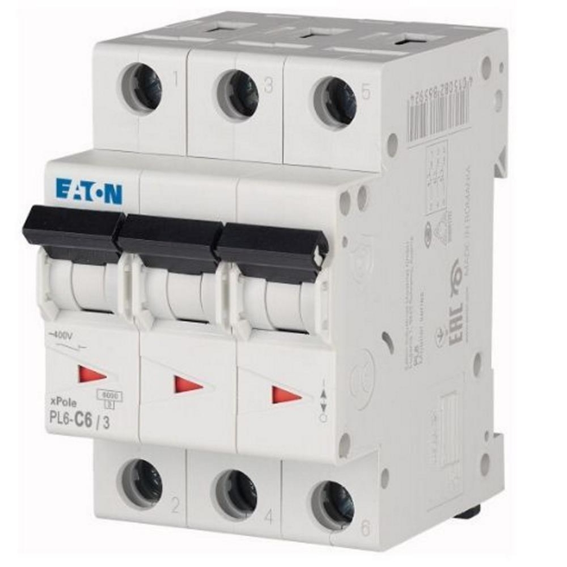 PL6-C6/3 - Автоматичен прекъсвач MCB 3P 6A крива C 6kA, Eaton