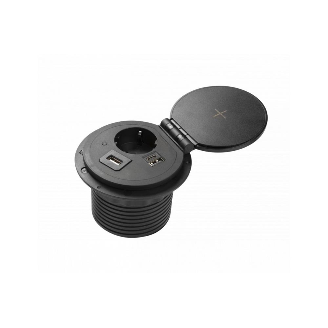 Charger Plus контакт за вгражд., 1xSchuko, USB, HDMI, RJ45, кабел 1,5 м, черен GTV