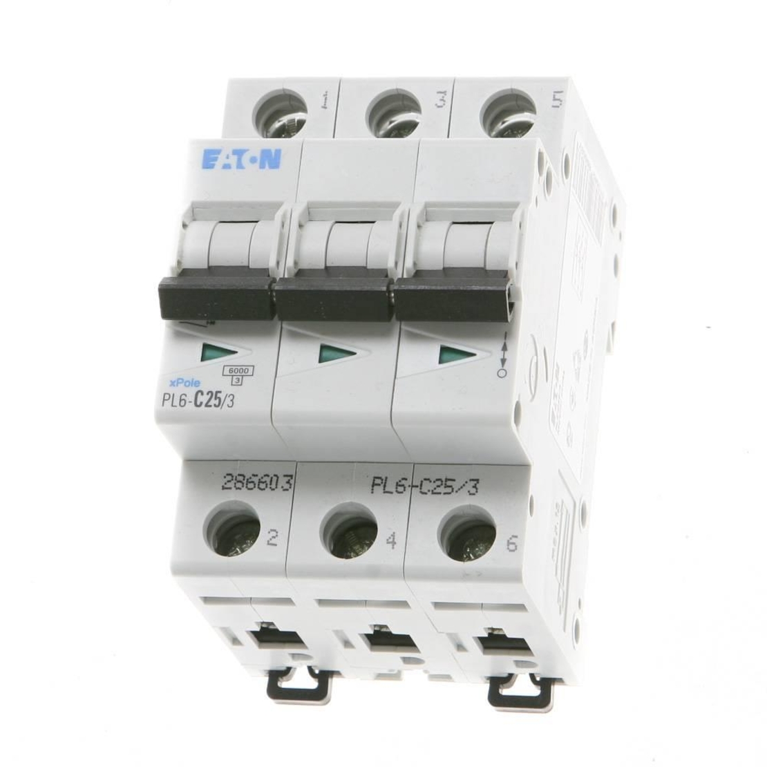 PL6-C25/3 - Автоматичен прекъсвач MCB 3P 25A крива C 6kA, Eaton