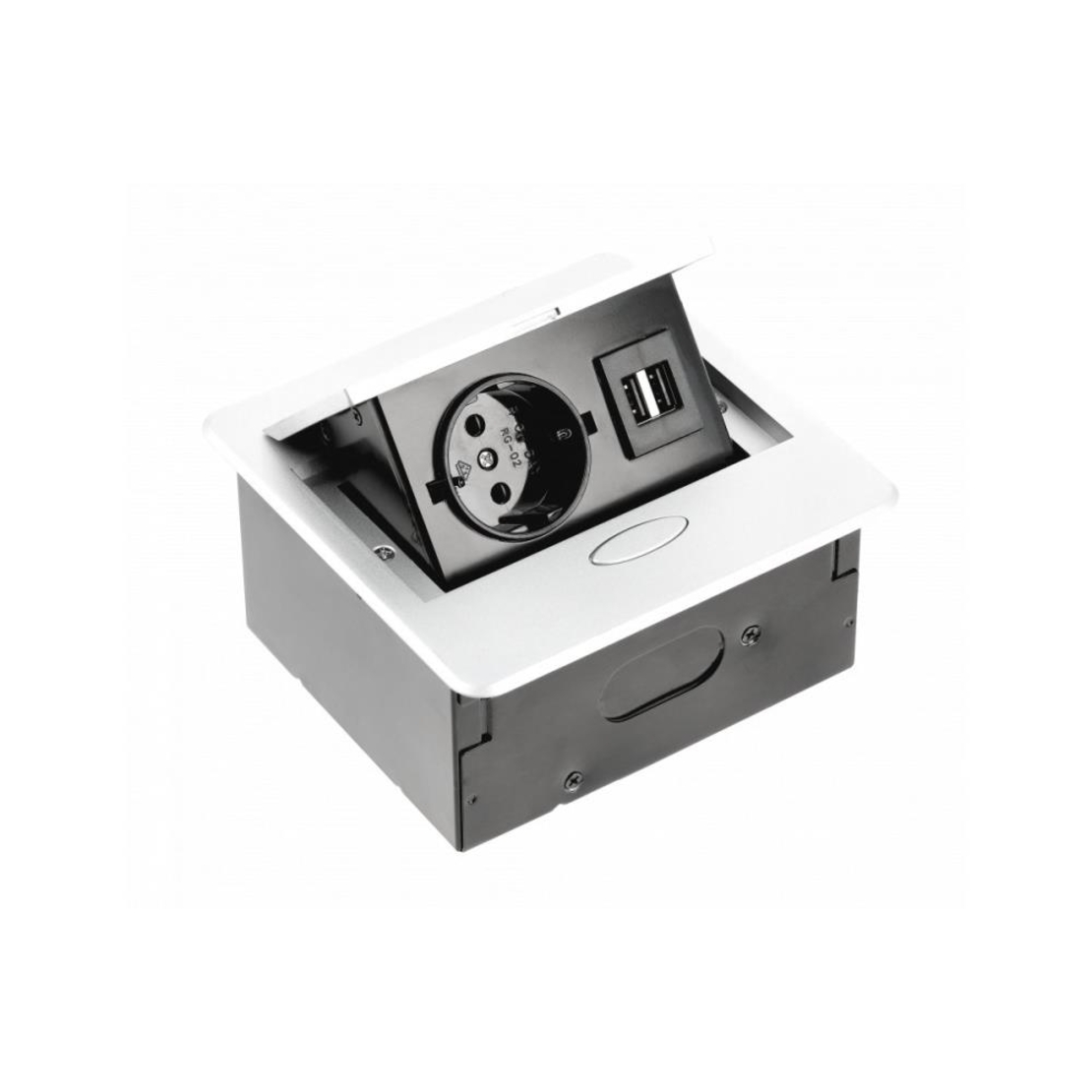 AVARO Pop-up контакт за вгражд., 1x Schuko, 2x USB A, кабел 1,5 м, бял GTV