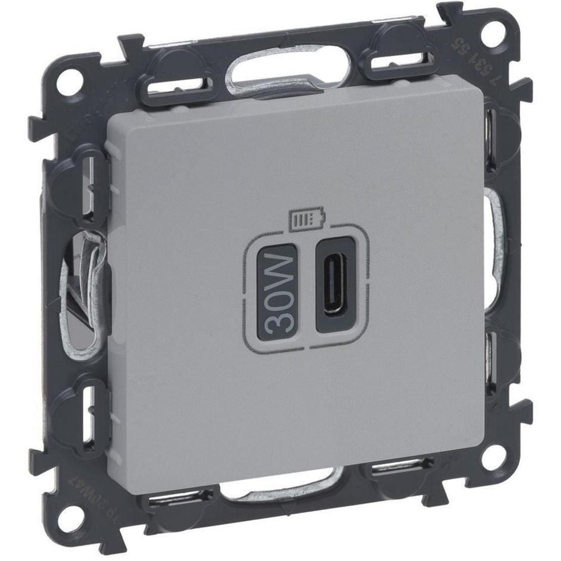 Legrand USB розетка VL 1USB C 30W Valena life алуминий