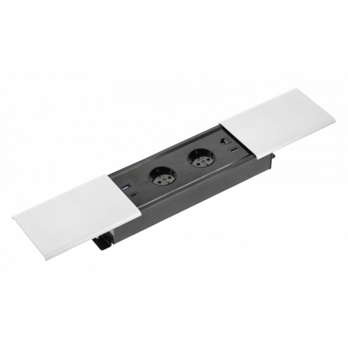 PRESTINO контакт за вгражд., 2x Schuko, USB, RJ45, HDMI, кабел 1,5 м, бял GTV