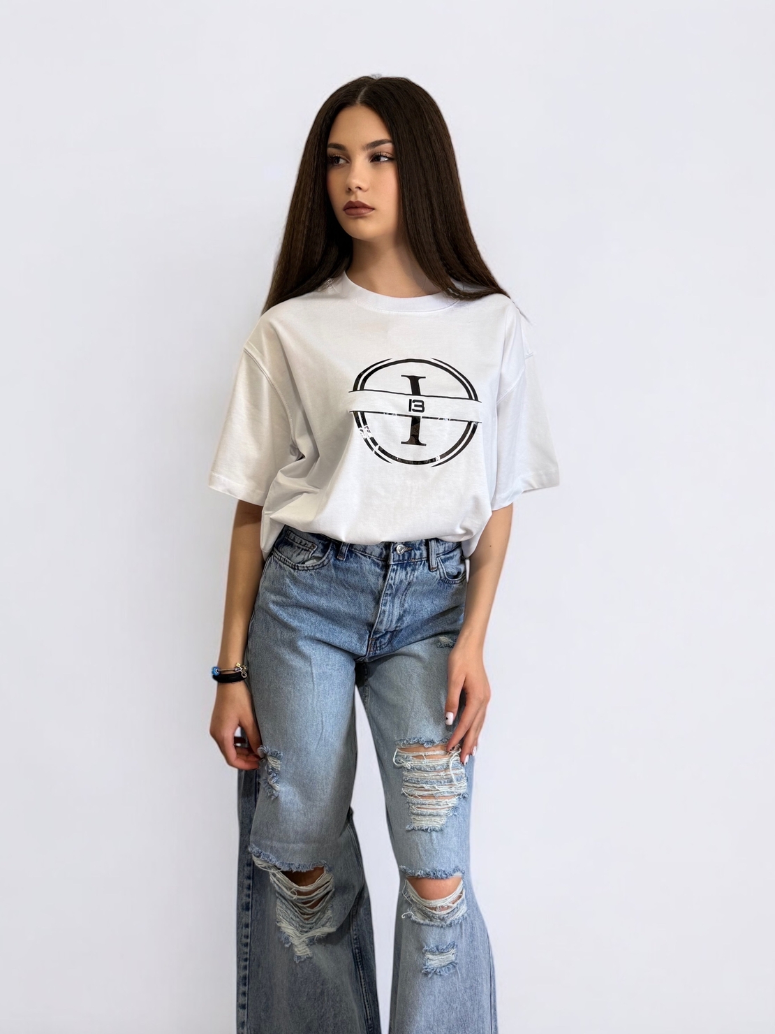 Тениска White I13 Oversize