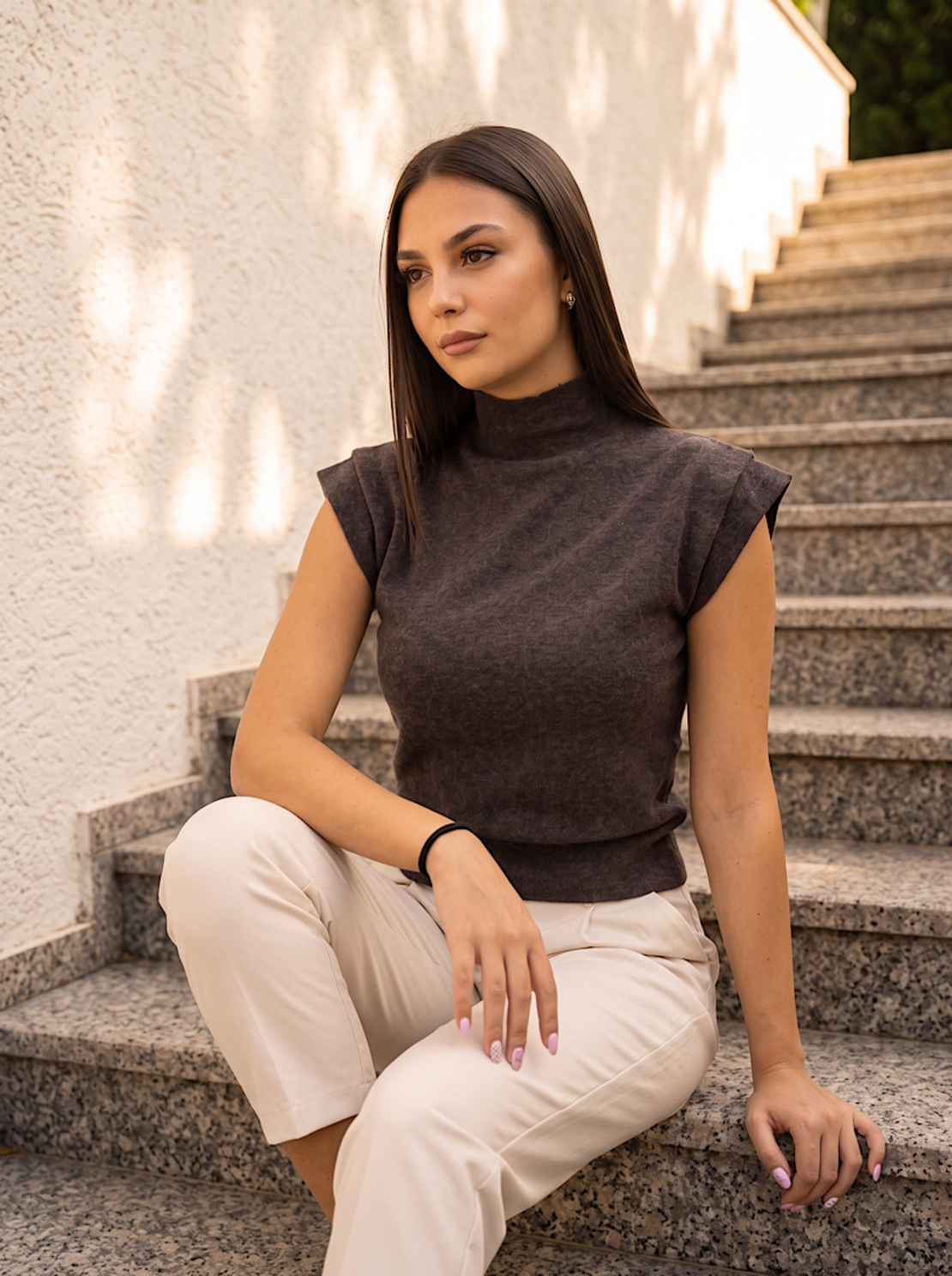 Дамска плетена блуза Alma с висока яка