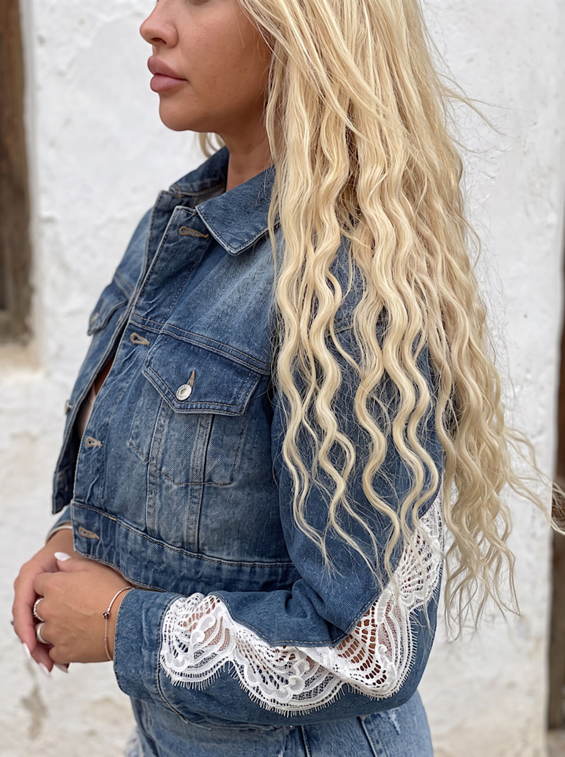 Femme 13 Denim – Дамско дънково яке с дантела