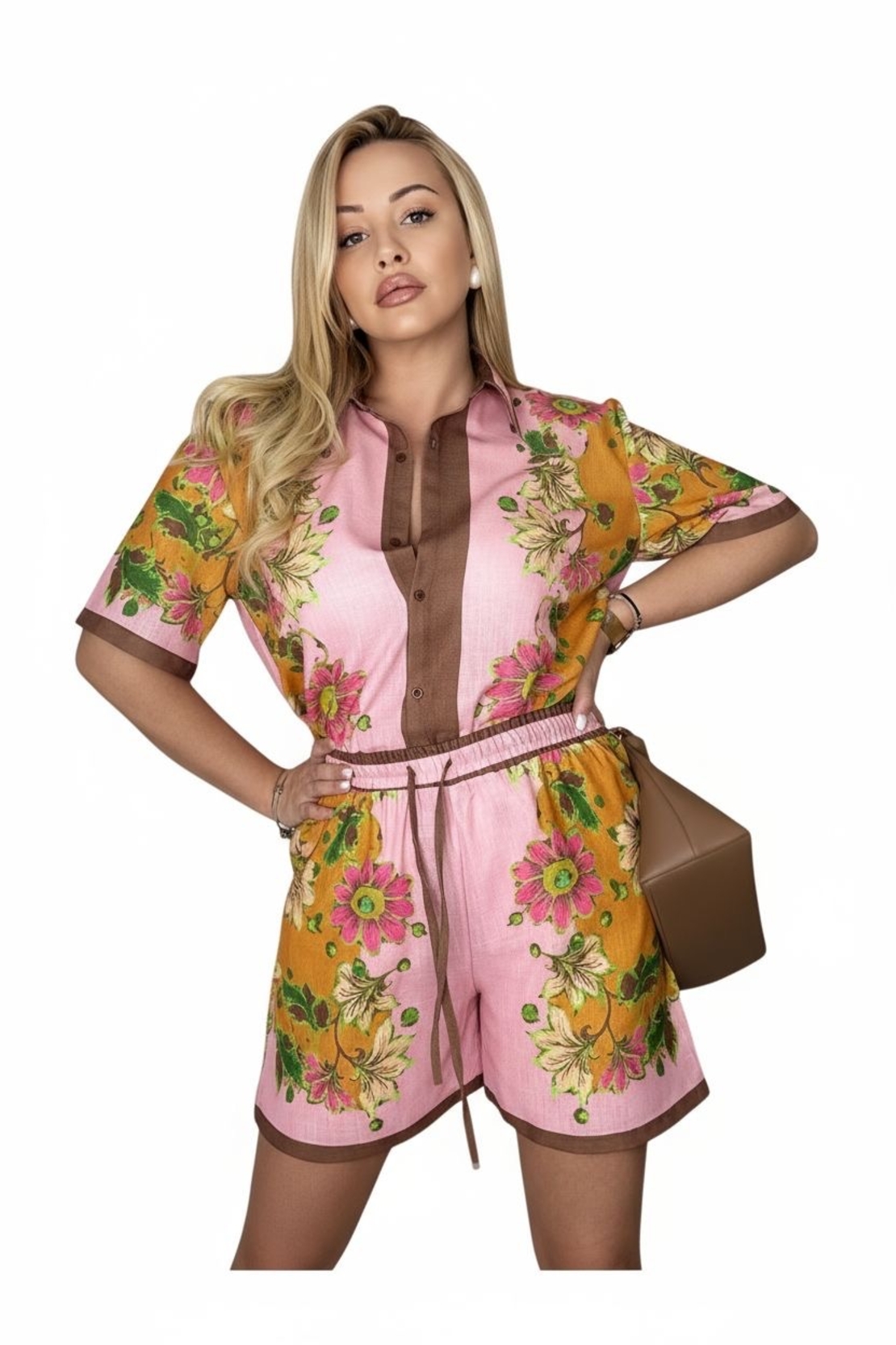 Дамски ленен сет Floral Bloom