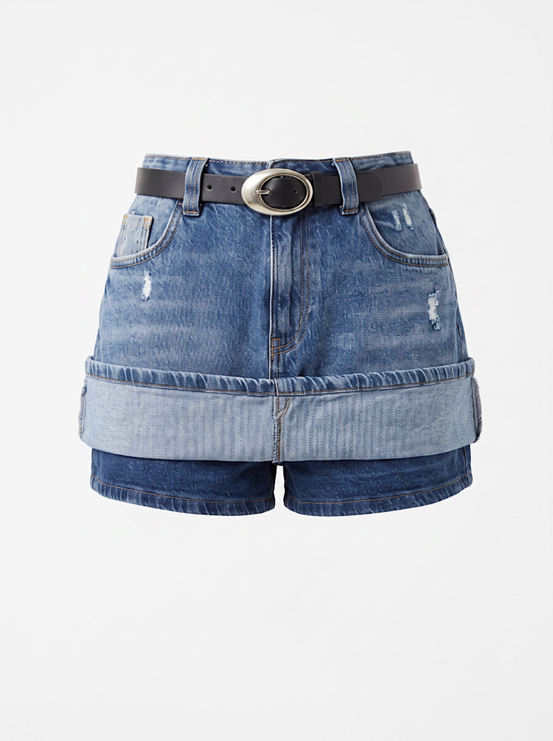 Indigo Denim – Дънкова пола-панталон с висока талия и черен колан
