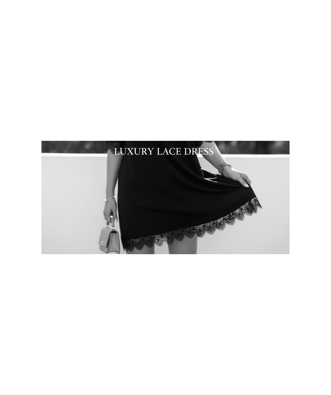 Черна памучна casual рокля с дантела Lace