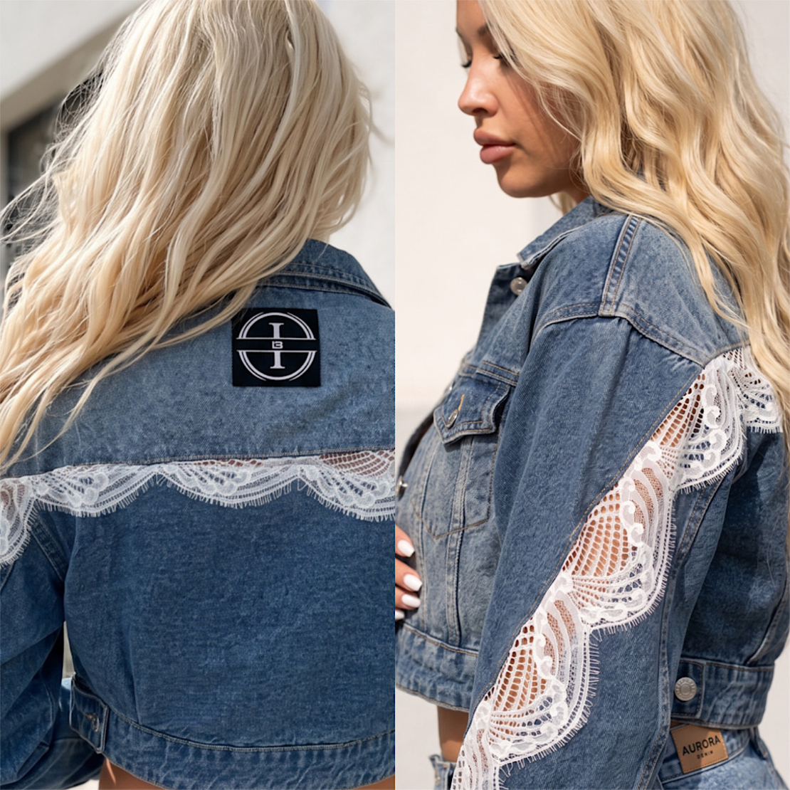 Femme 13 Denim – Дамско дънково яке с дантела