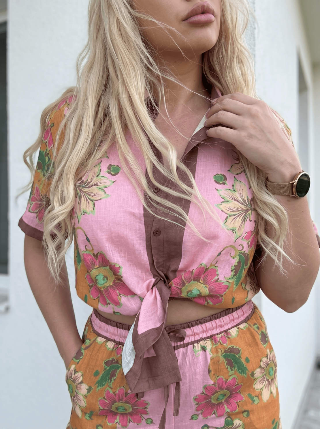 Дамски ленен сет Floral Bloom