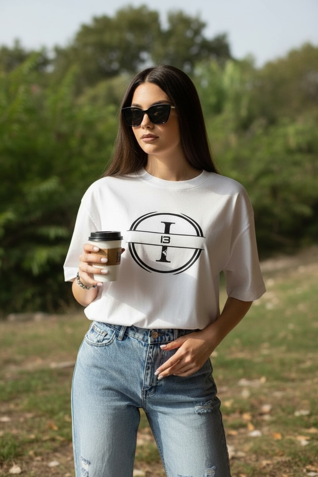 Тениска White I13 Oversize