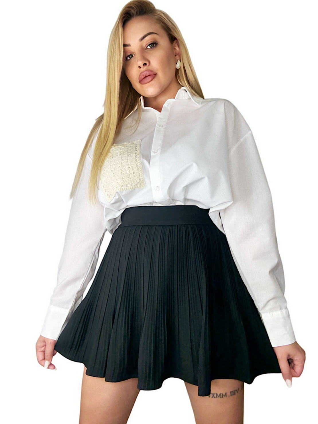 Плисирана мини пола  Black Charm