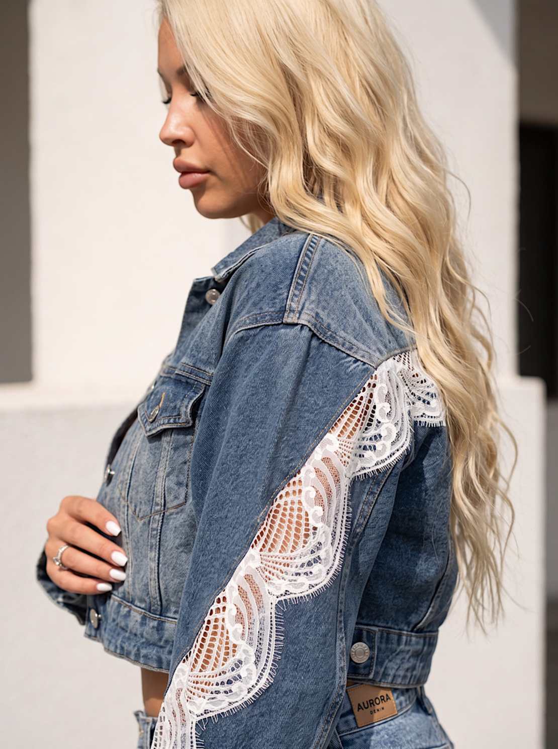 Femme 13 Denim – Дамско дънково яке с дантела