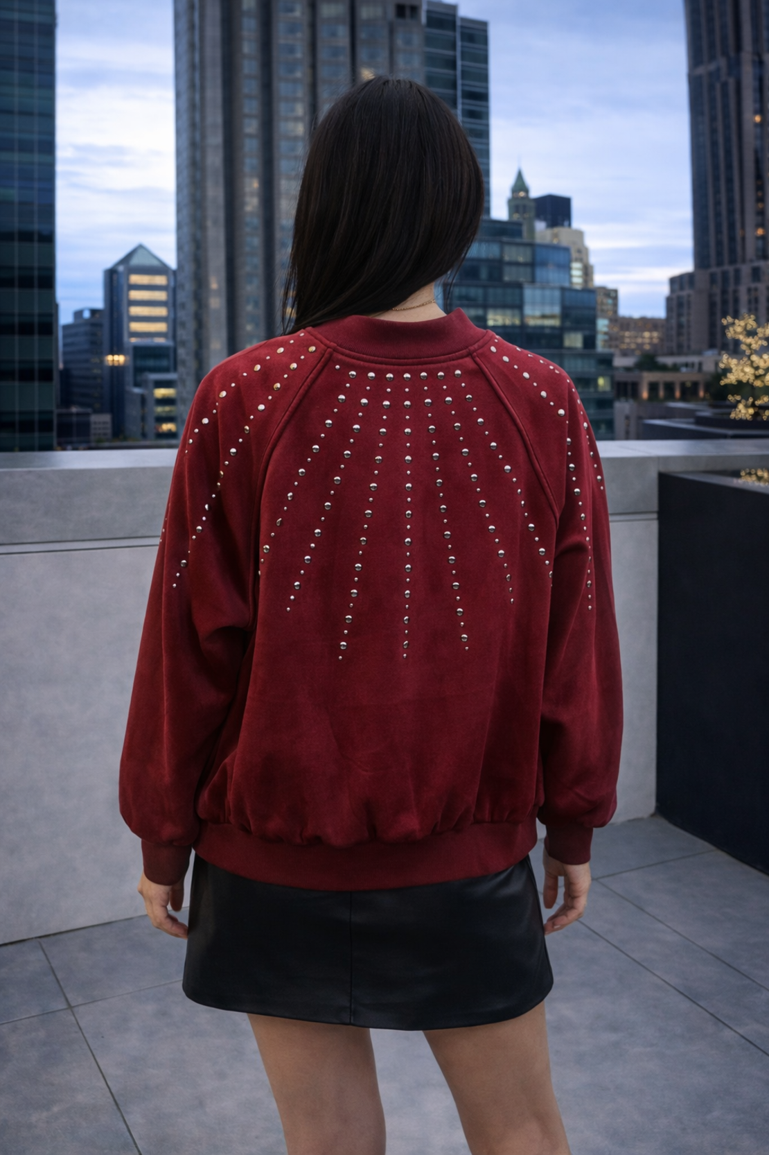 Bomber Chic Bordo– яке/бомбър от набук с кабзи