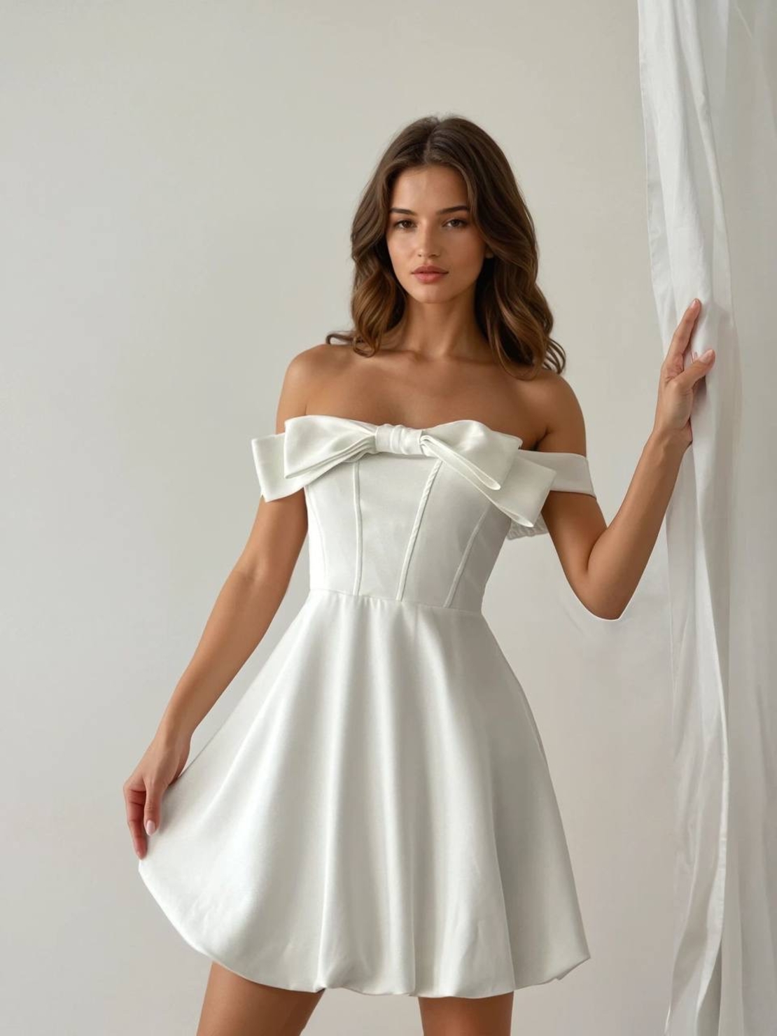 Eleganza – Елегантна рокля с панделка white