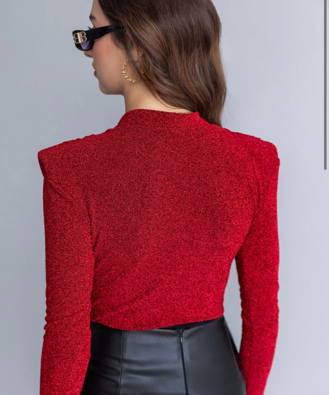 “Shine Motion Bodysuit” red  – Блестящо парти боди