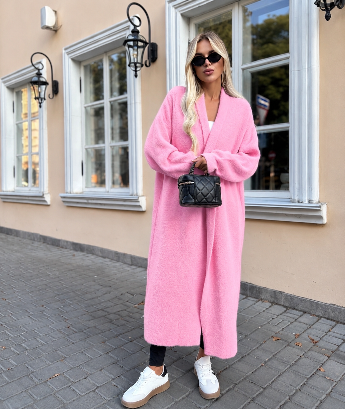 “ Soft Elegance “ pink - Дълга плетена жилетка