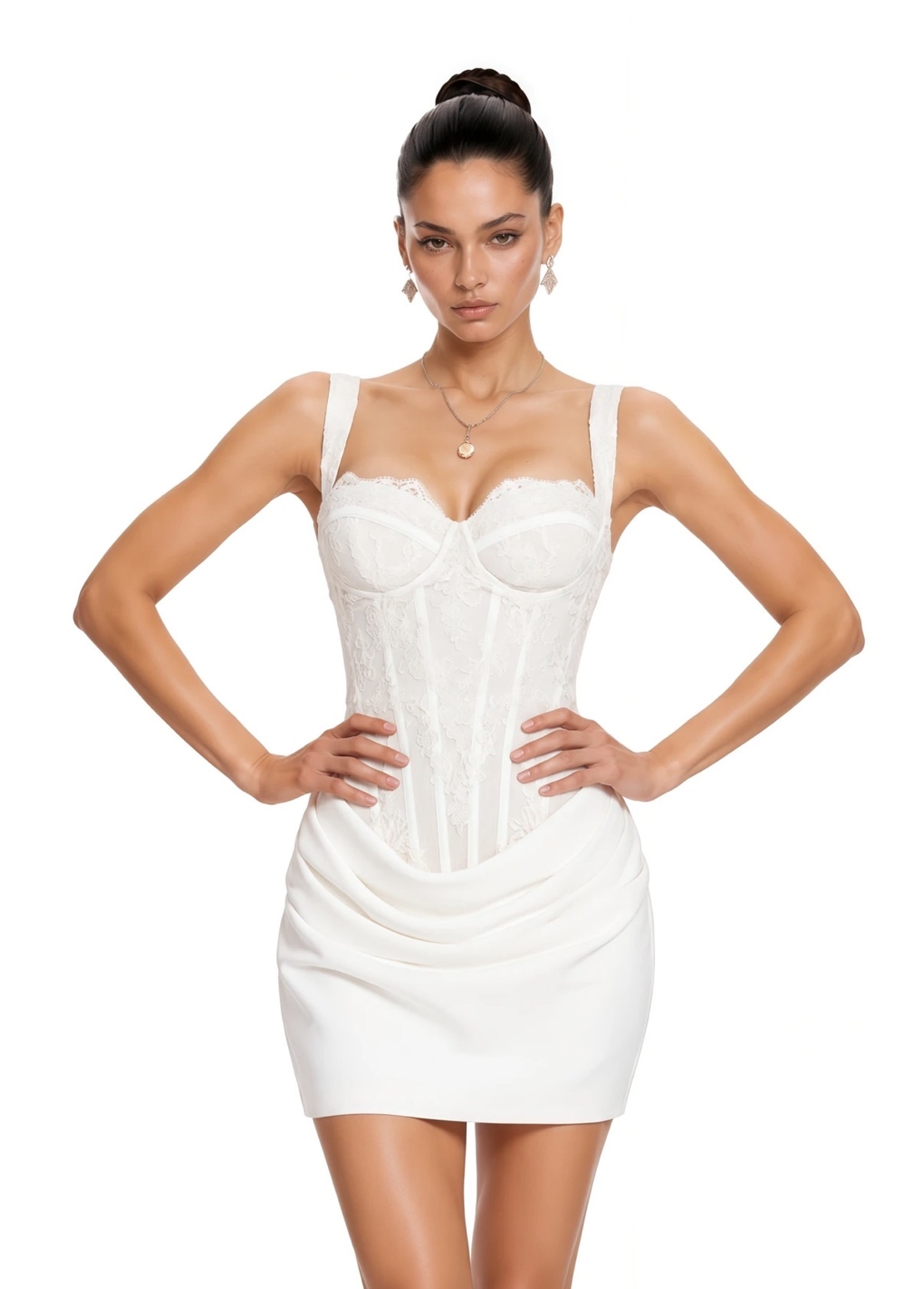 “Aloha Ivory Muse Corset Mini Dress” - Елегантна рокля