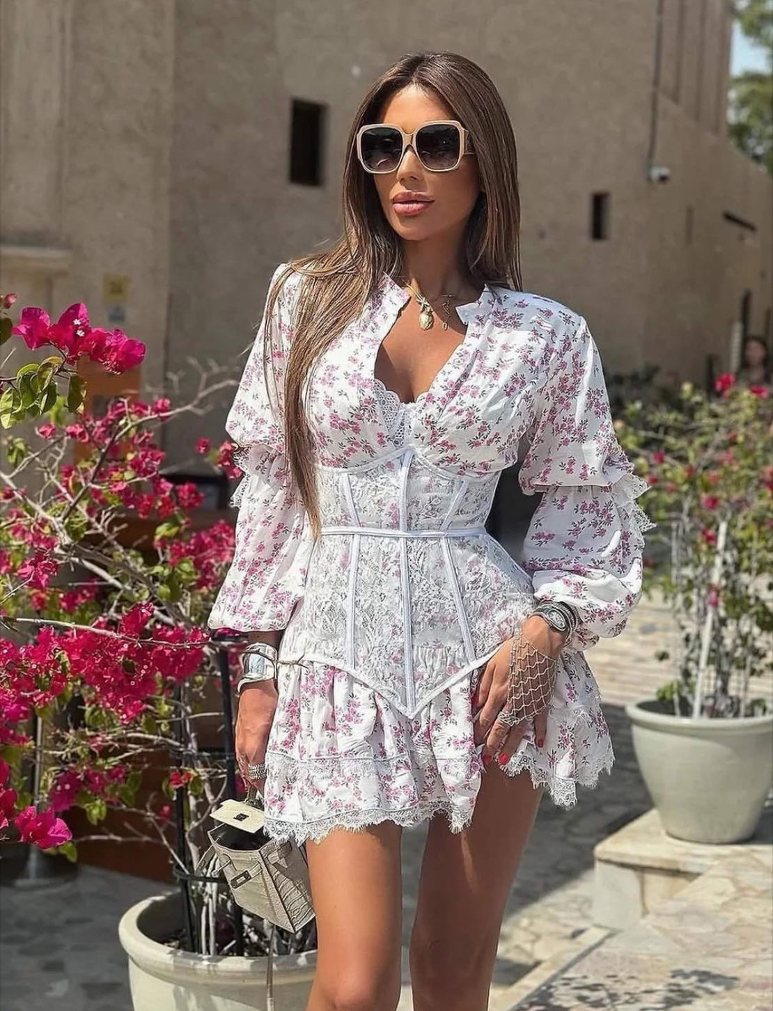 “Rosalie” Рокля с корсет и флорален принт