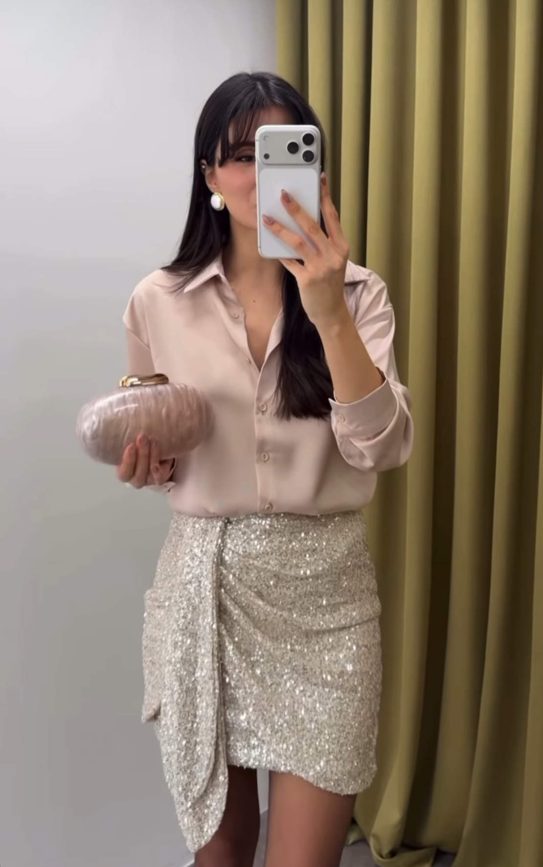 Midnight Satin Shirt Beige- сатенена риза