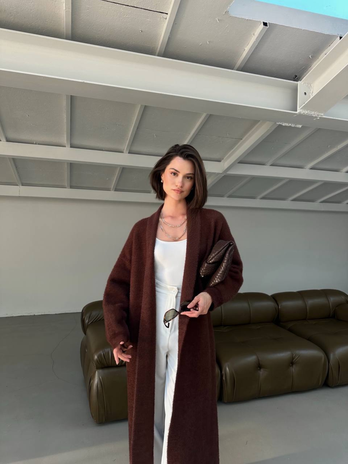 “ Soft Elegance “ brown - Дълга плетена жилетка