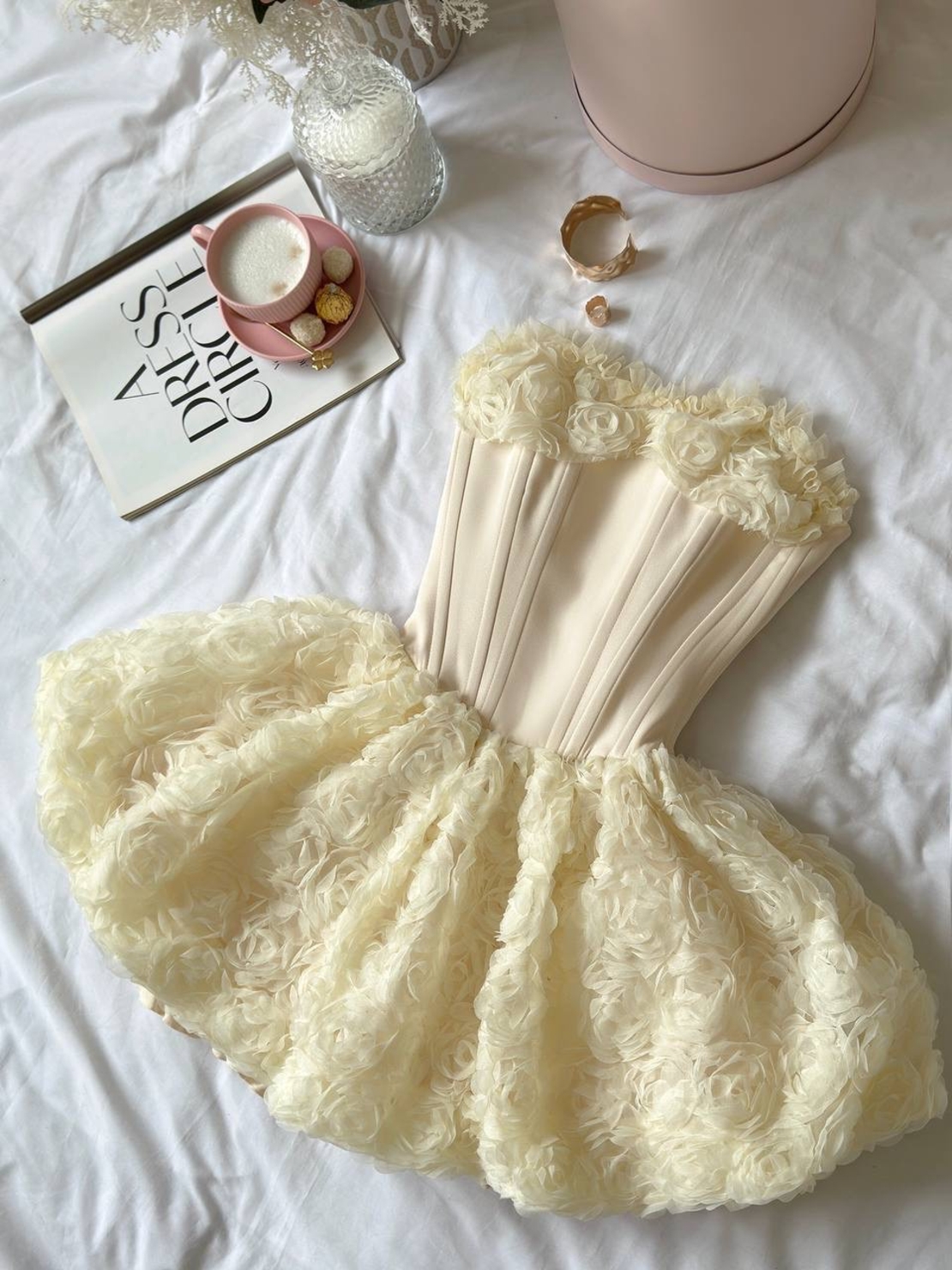 “ Angel Rosé Bloom Corset” Dress - butter