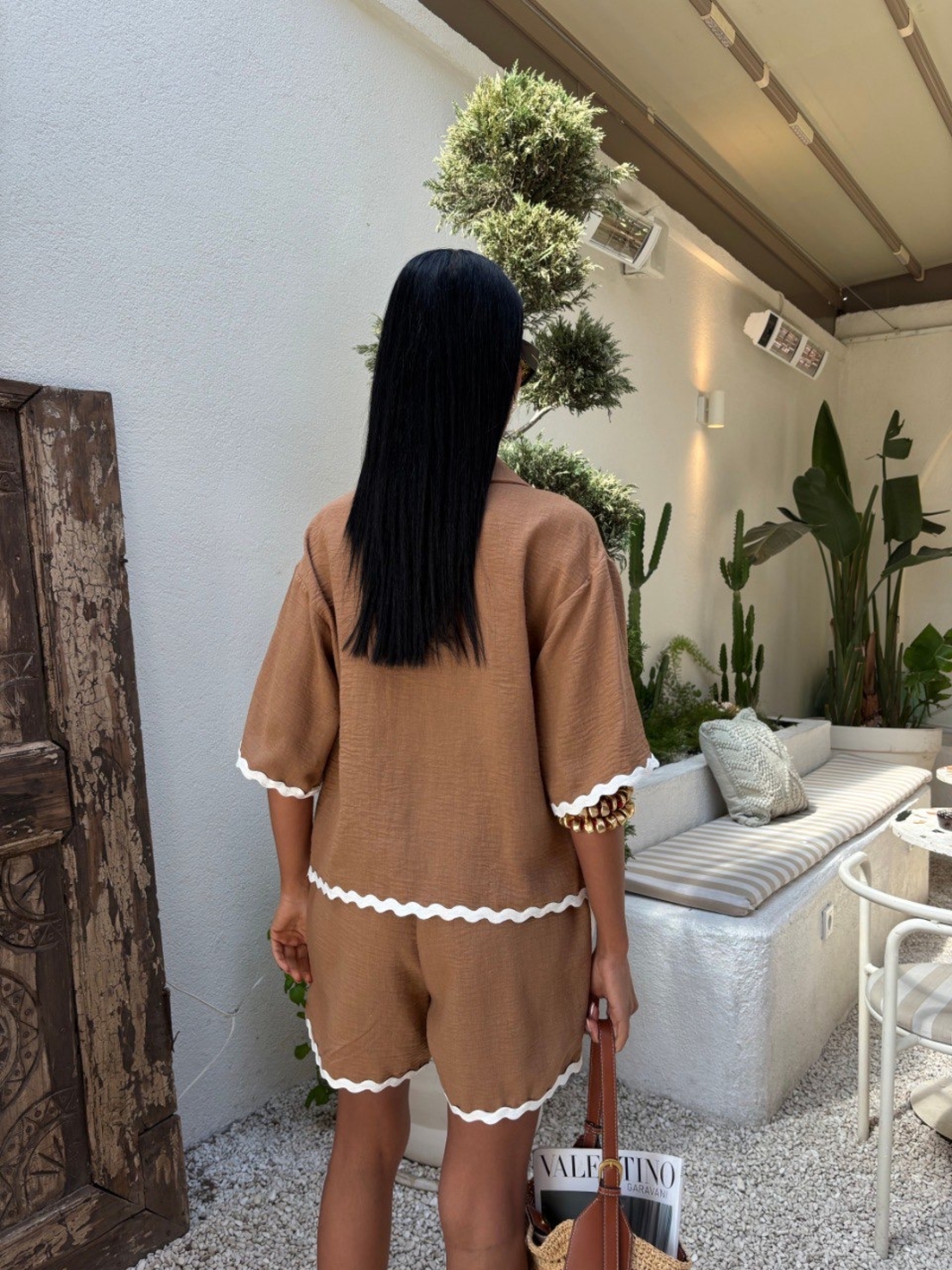 Summer Ease Brown  – Комплект риза с къс ръкав и панталонки