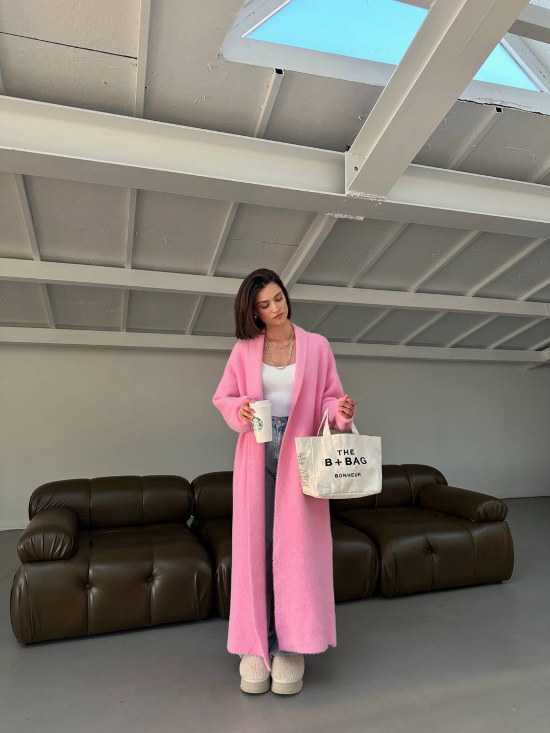“ Soft Elegance “ pink - Дълга плетена жилетка