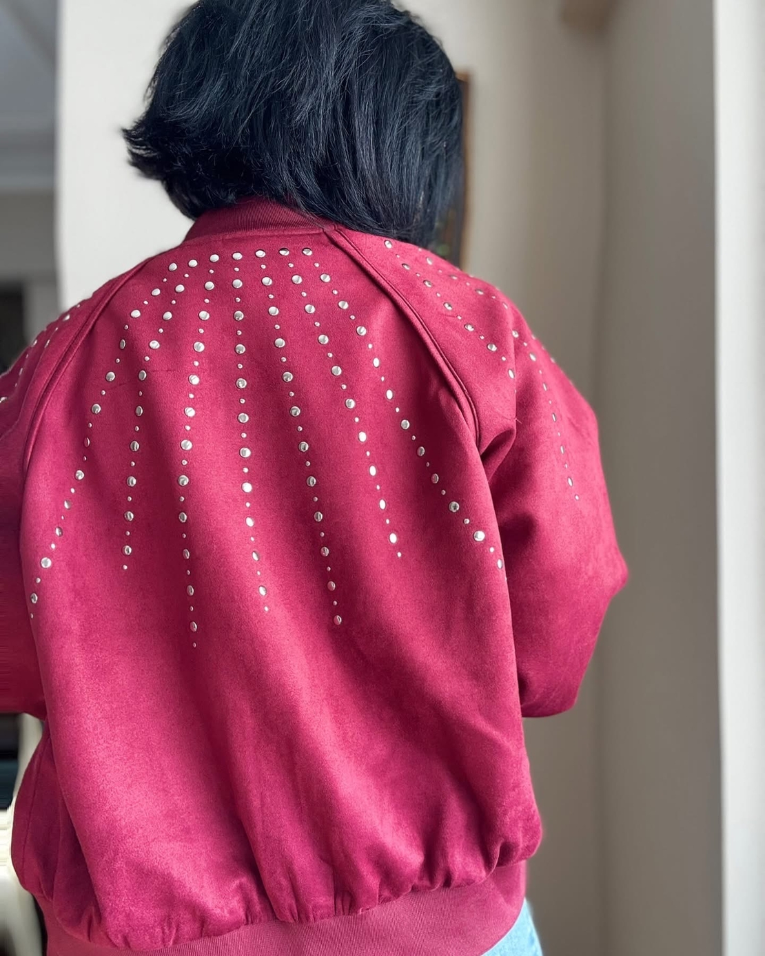 Bomber Chic Bordo– яке/бомбър от набук с кабзи