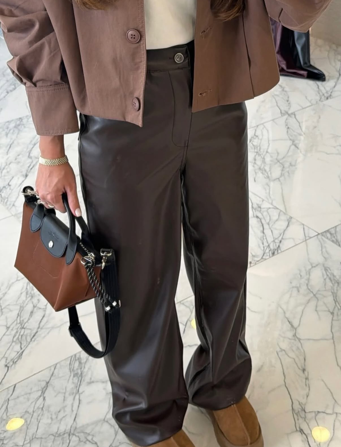 Кафяв кожен панталон