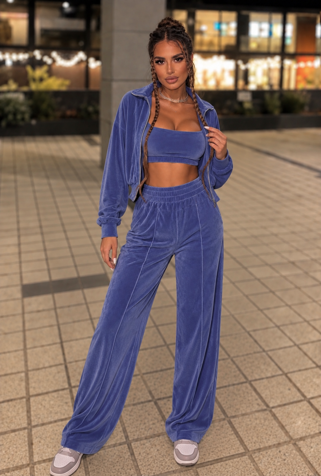 “ Rose Set “ purple - спортен екип от велур – 3 части
