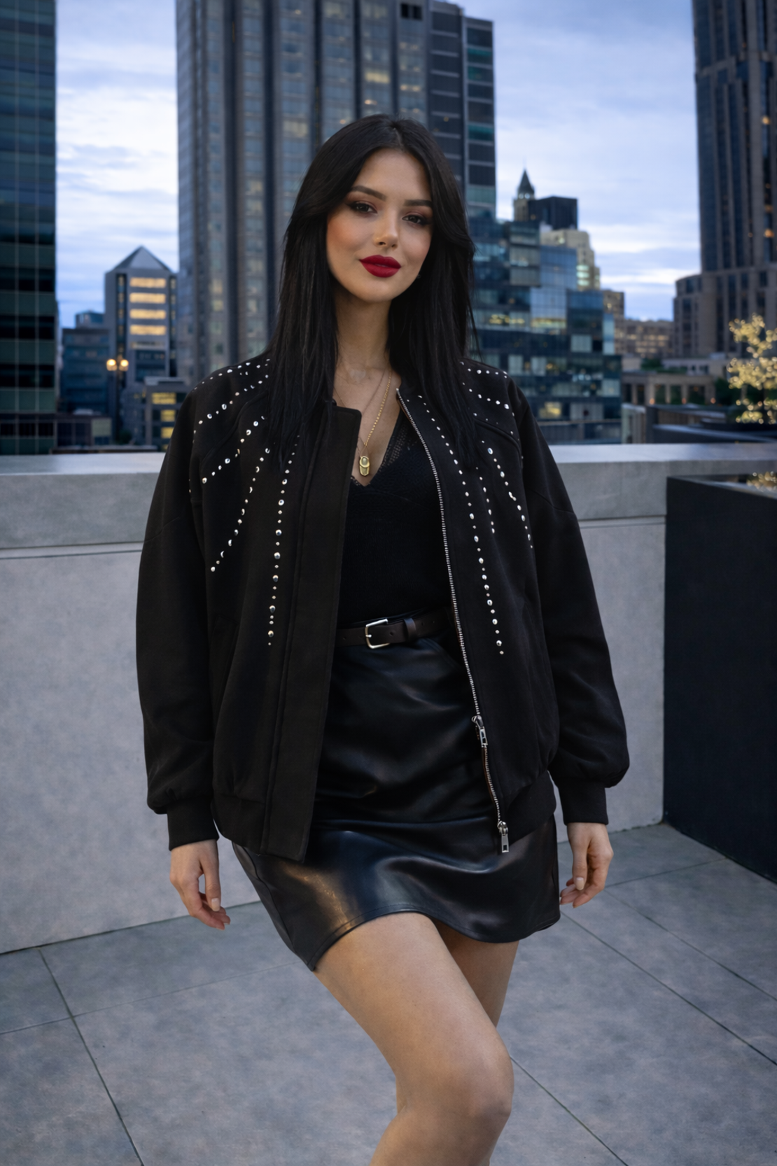 Bomber Chic  Black– яке/бомбър от набук с кабзи