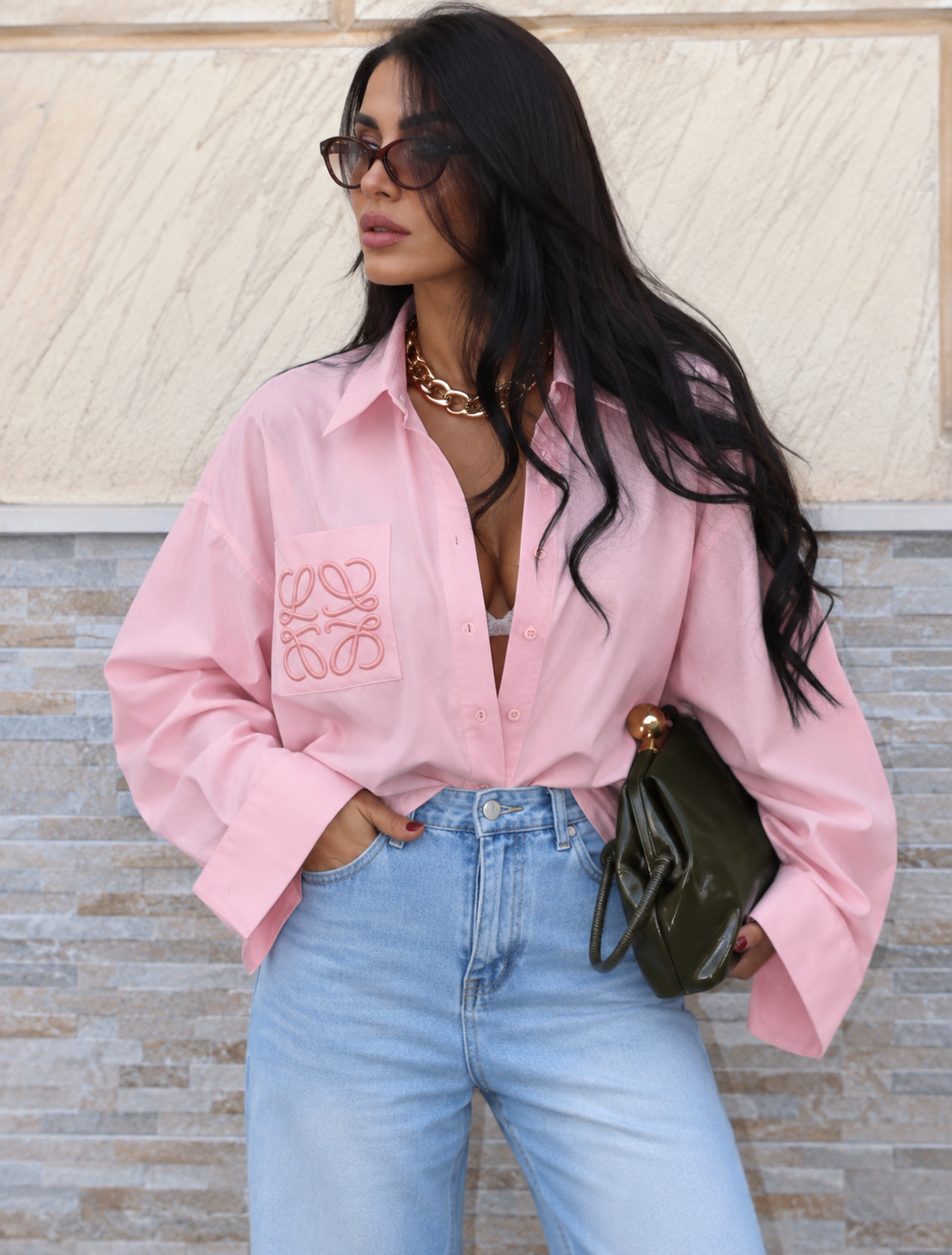 “Loewe Style” pink - Oversize риза