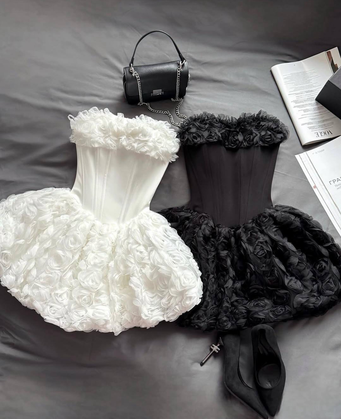 “ Angel Rosé Bloom Corset” Dress - Черна рокля