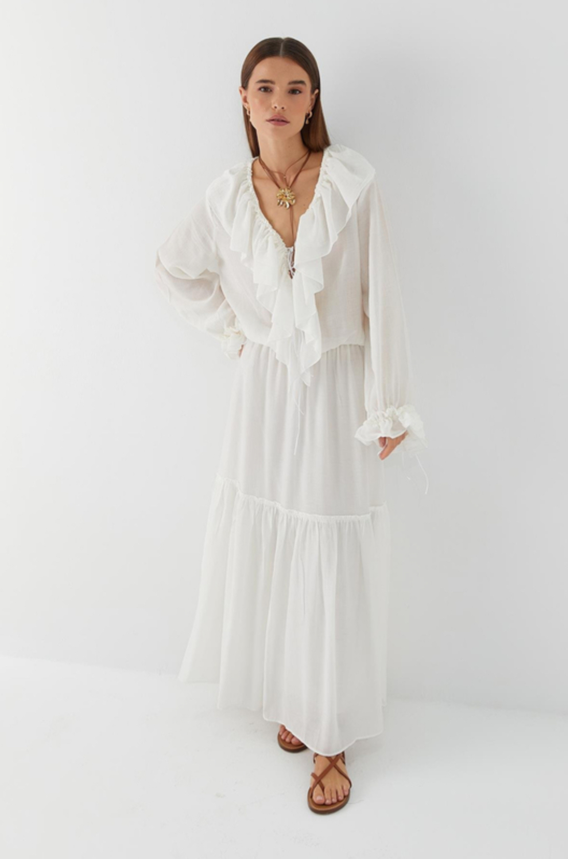 Дълга Риза-Рокля “Breeze Tie” white