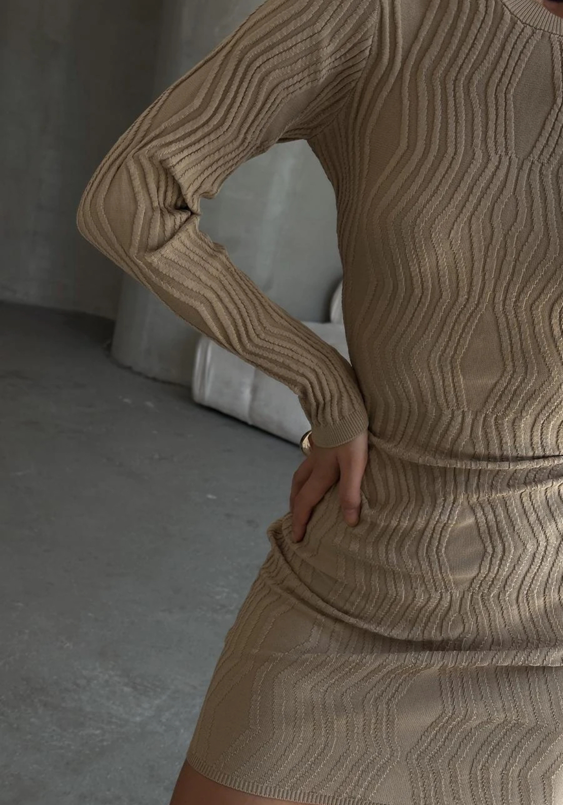 Riva Knit Dress - къса бандажна рокля от фино плетиво
