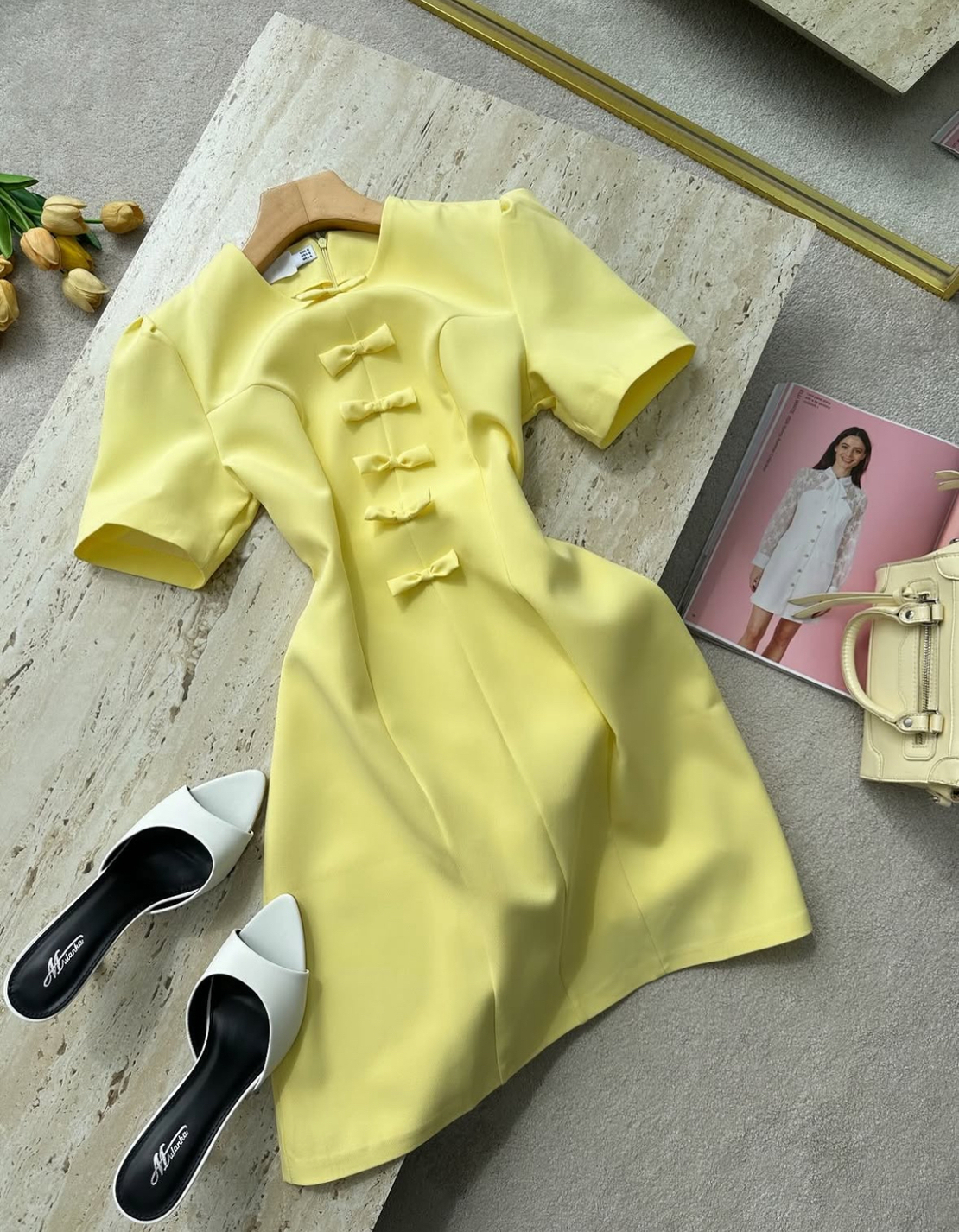 “Bella”yellow - рокля с панделки