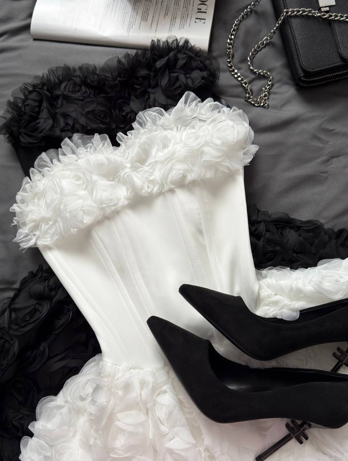 “ Angel Rosé Bloom Corset” Dress - Бяла рокля
