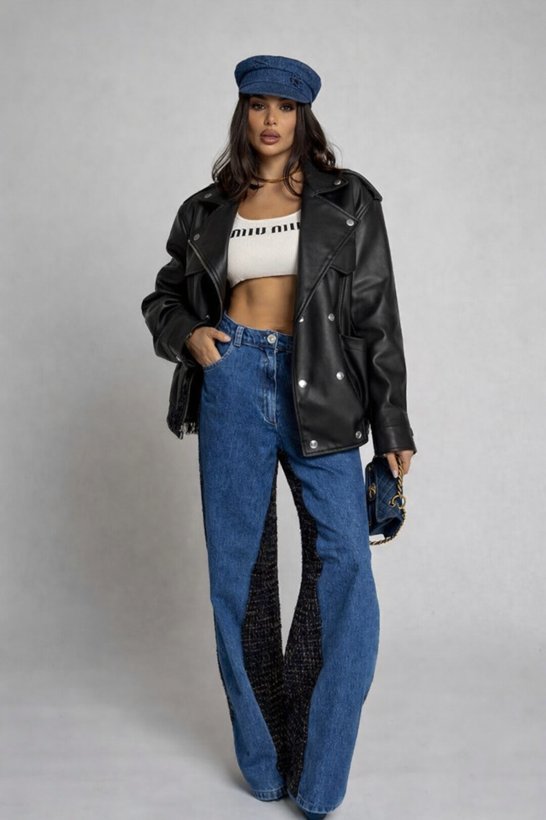 “URBAN EDGE “black – широко издължено кожено яке