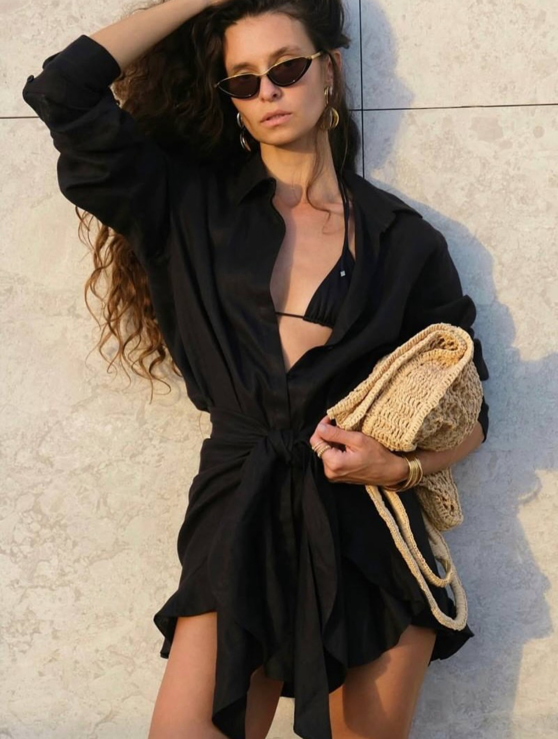 SUMMER WRAP black риза-рокля