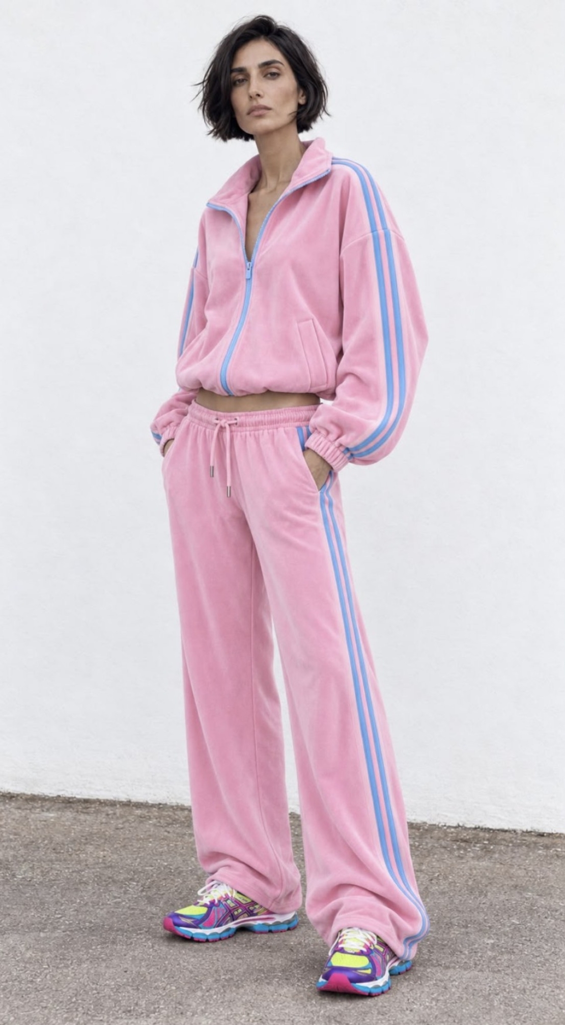 “ Velour contrast Set “ pink – спортен екип от мек велур